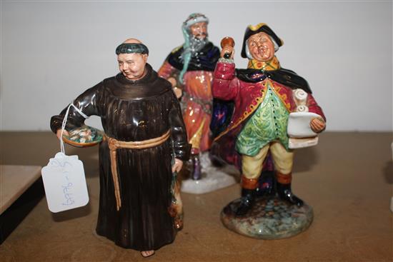 3 Royal Doulton figures Town Crier HN2119, The Jovial Monk HN2144 , Good King Wenceslas HN2118